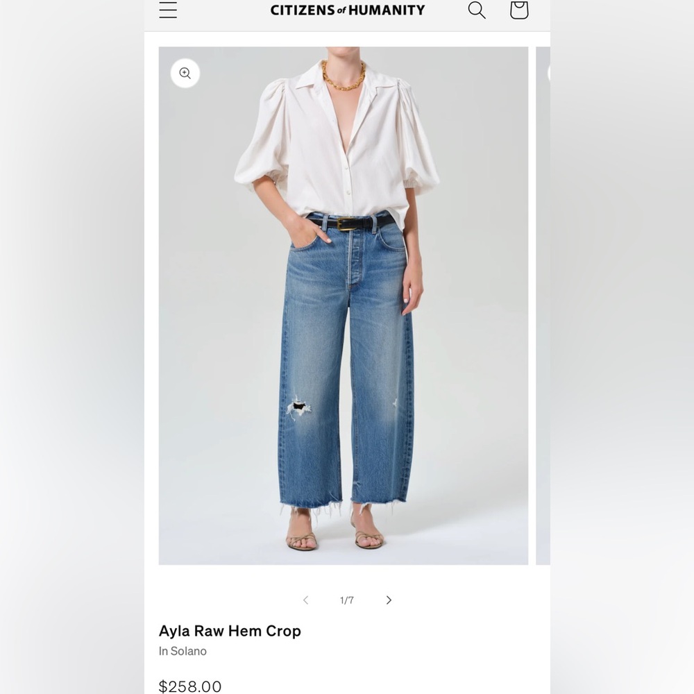 Citizens Of Humanity Ayla Raw Hem Crop Jeans in Solano